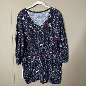 Lane Bryant Black and White Animal Print V-Neck Top